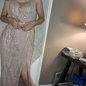 Golden peach dress up sequence dress